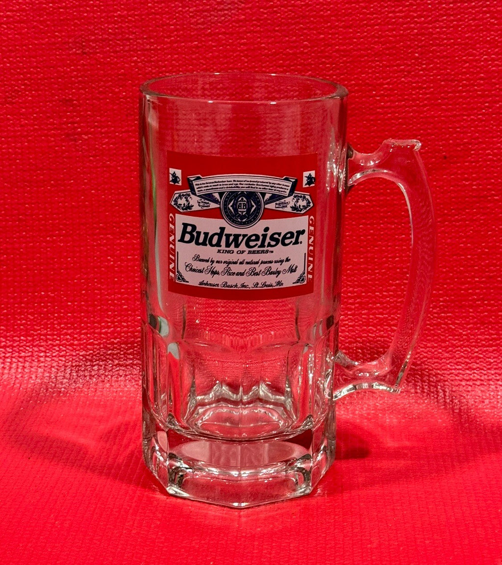 Vintage NEW 1997 Budweiser Anheuser Busch Beer Mug Heavy Glass 8” Tall