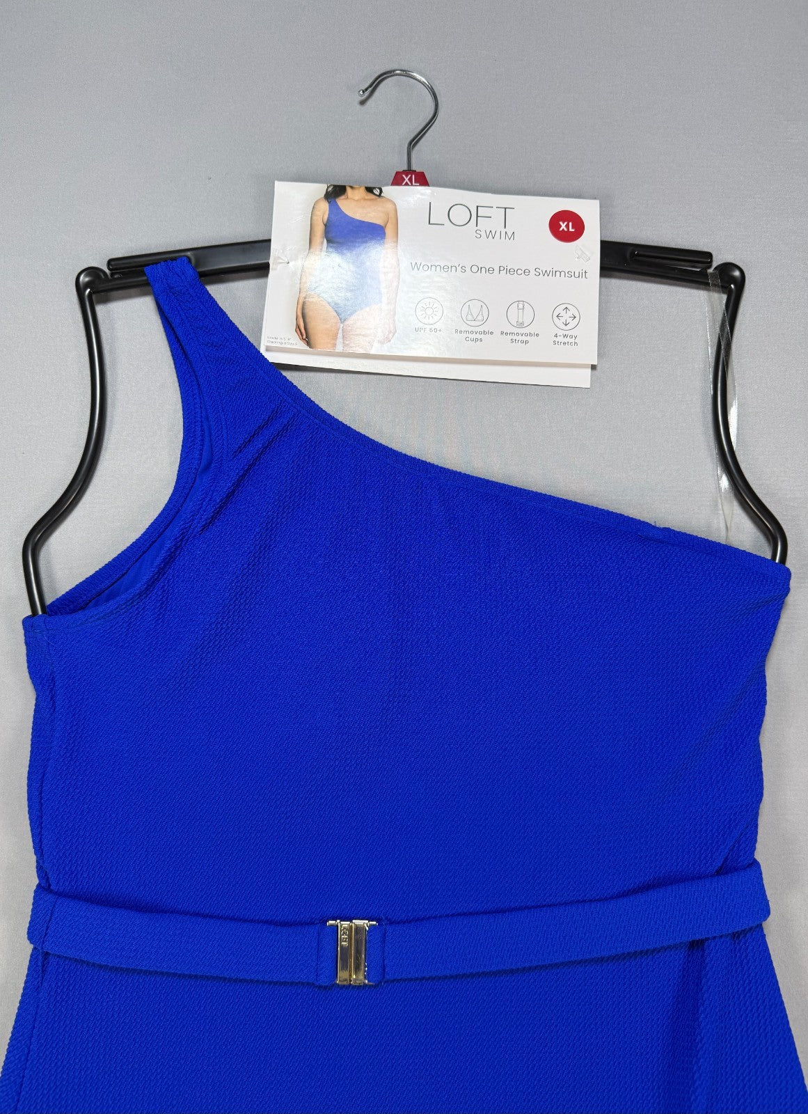 NWT Loft Asymmetrical Textured One-Piece Swimsuit Women's XL Blue Summer Beach