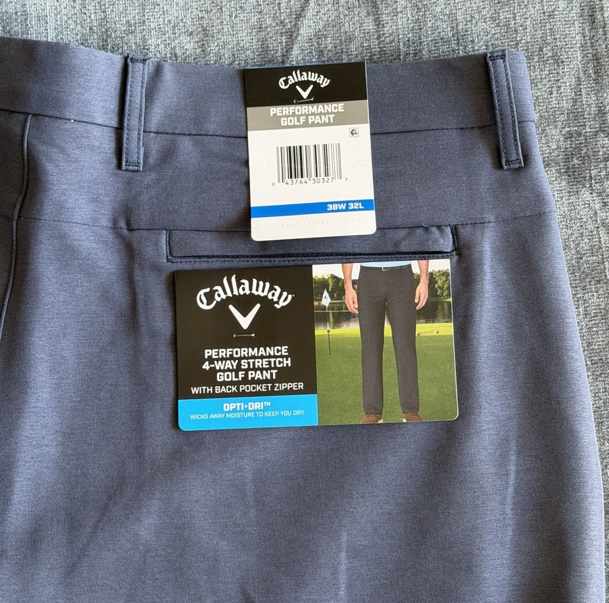 Callaway Opti-Dri Stretch Golf Pants Mood Indigo Men's 38x32 Performance NWT