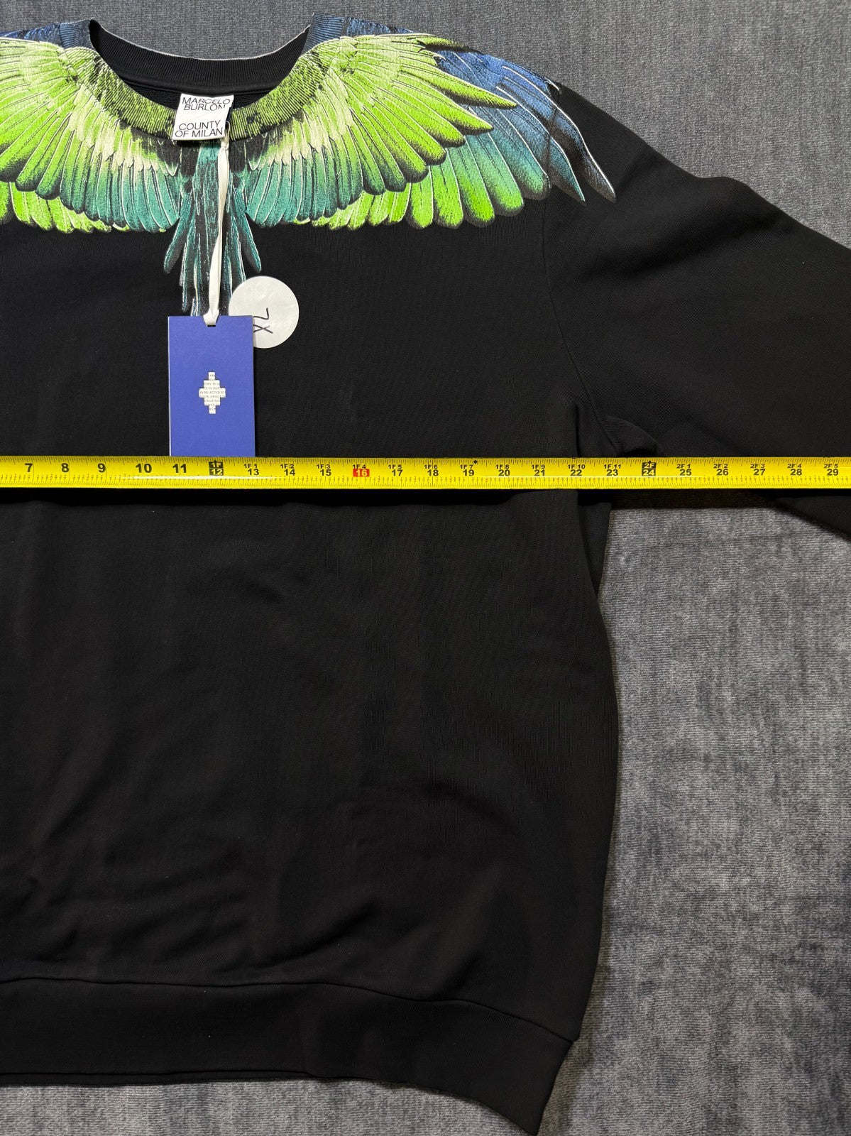 NWT Marcelo Burlon Icon Wings Sweatshirt Men's XL Black Regular Fit Crewneck