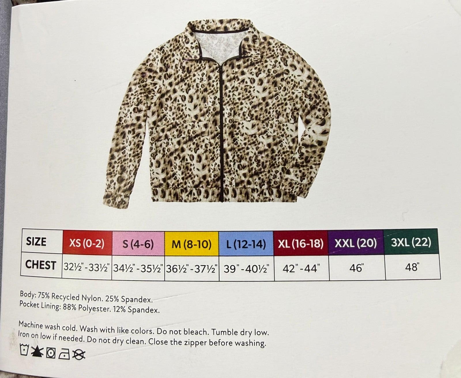 NWT Member's Mark Full-Zip Travel Jacket Women's Large Black/Brown Leopard Print