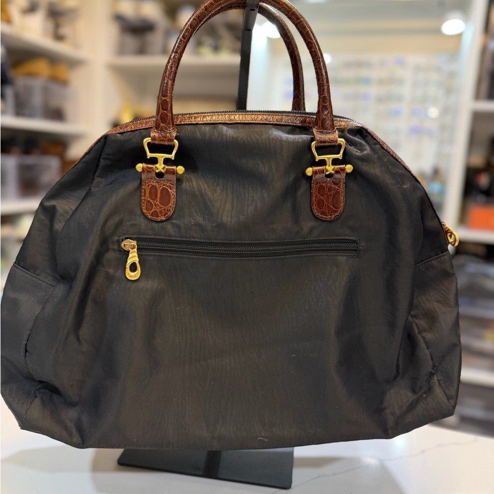 Balenciaga Black Boston Bag Croc accents with Gold hardware vintage 40cm