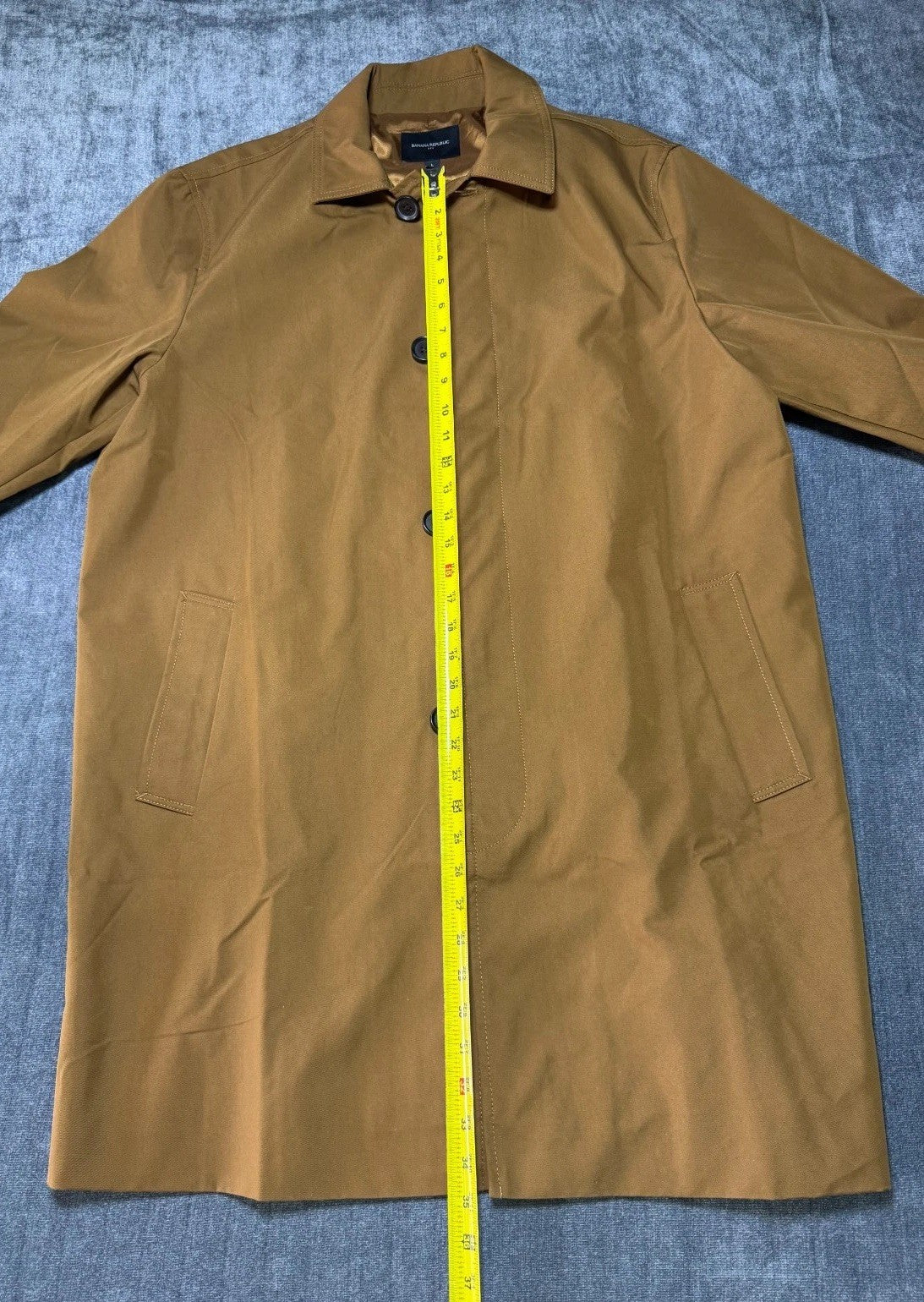 Banana Republic Modern Trench Coat Men's Large Khaki Long Sleeve Collared Casual