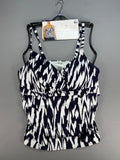 NWT Anne Cole Limited Edition Tankini Top Women's 2XL Navy Blue White Sleeveless