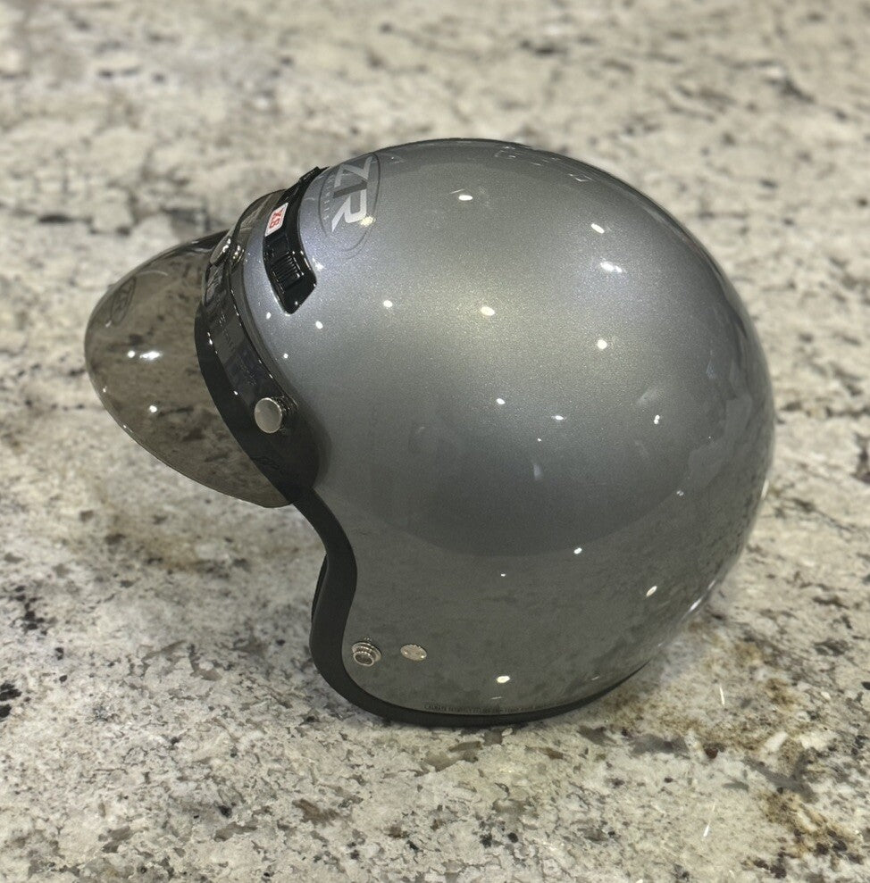 Z1R Open Face Helmet Gloss Silver, Unisex Size XS DOT Motorcycle Helmet NEW