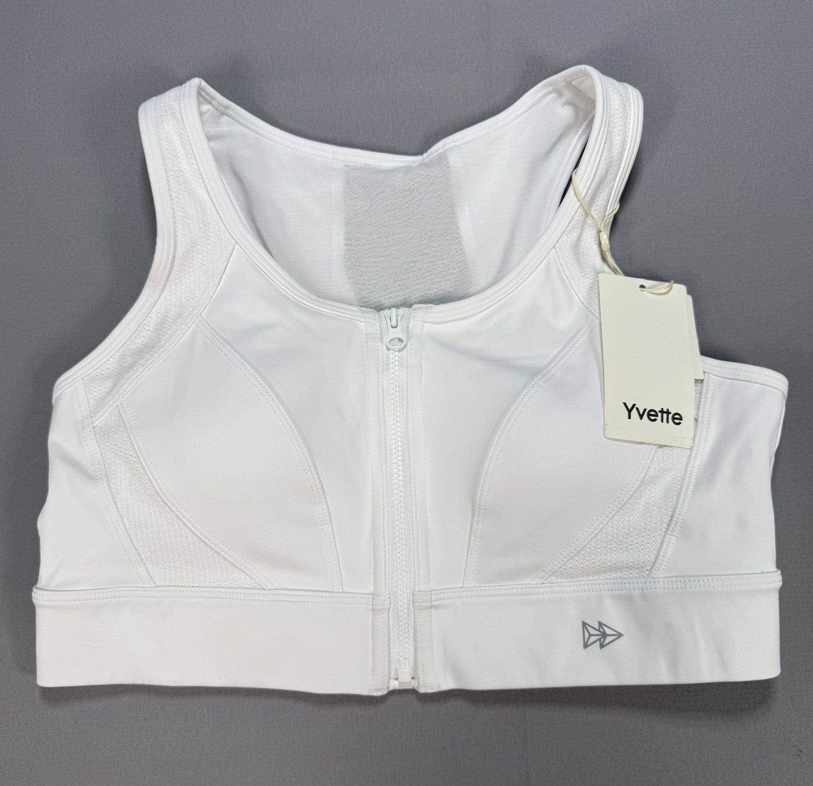 NWT Yvette Sports Bras Women's Large White Racerback Strap High Support Impact