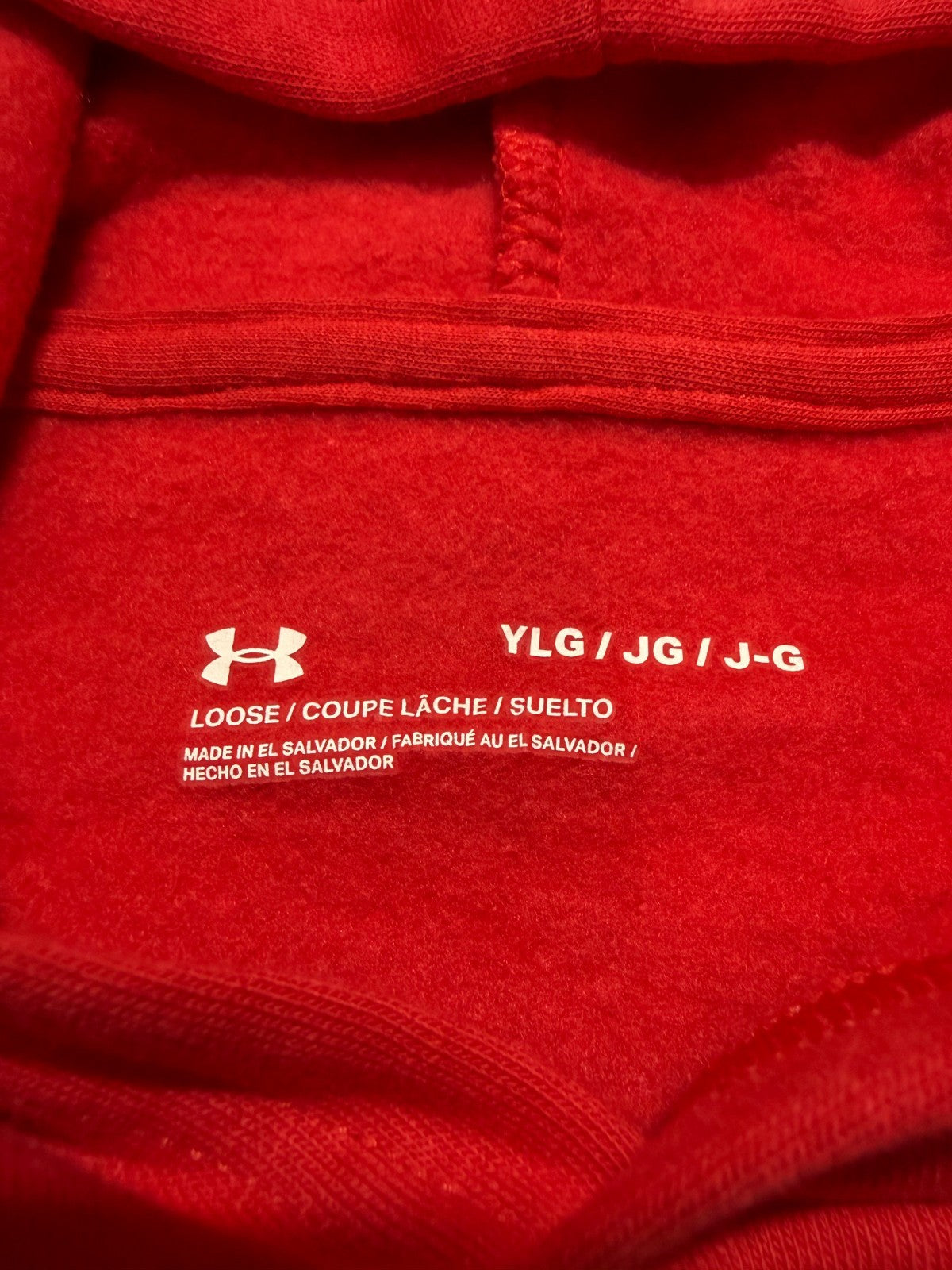 NWT Under Armour Rival Fleece Big Logo Hoodie Boys Large Racer Red Long Sleeve