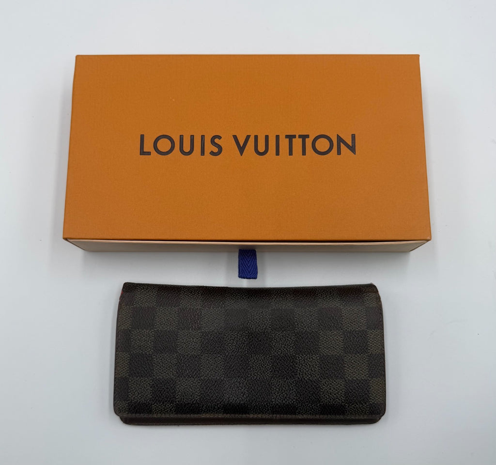 Authentic Louis Vuitton Vintage Brazza Wallet Men's Brown Damier Graphite Zip
