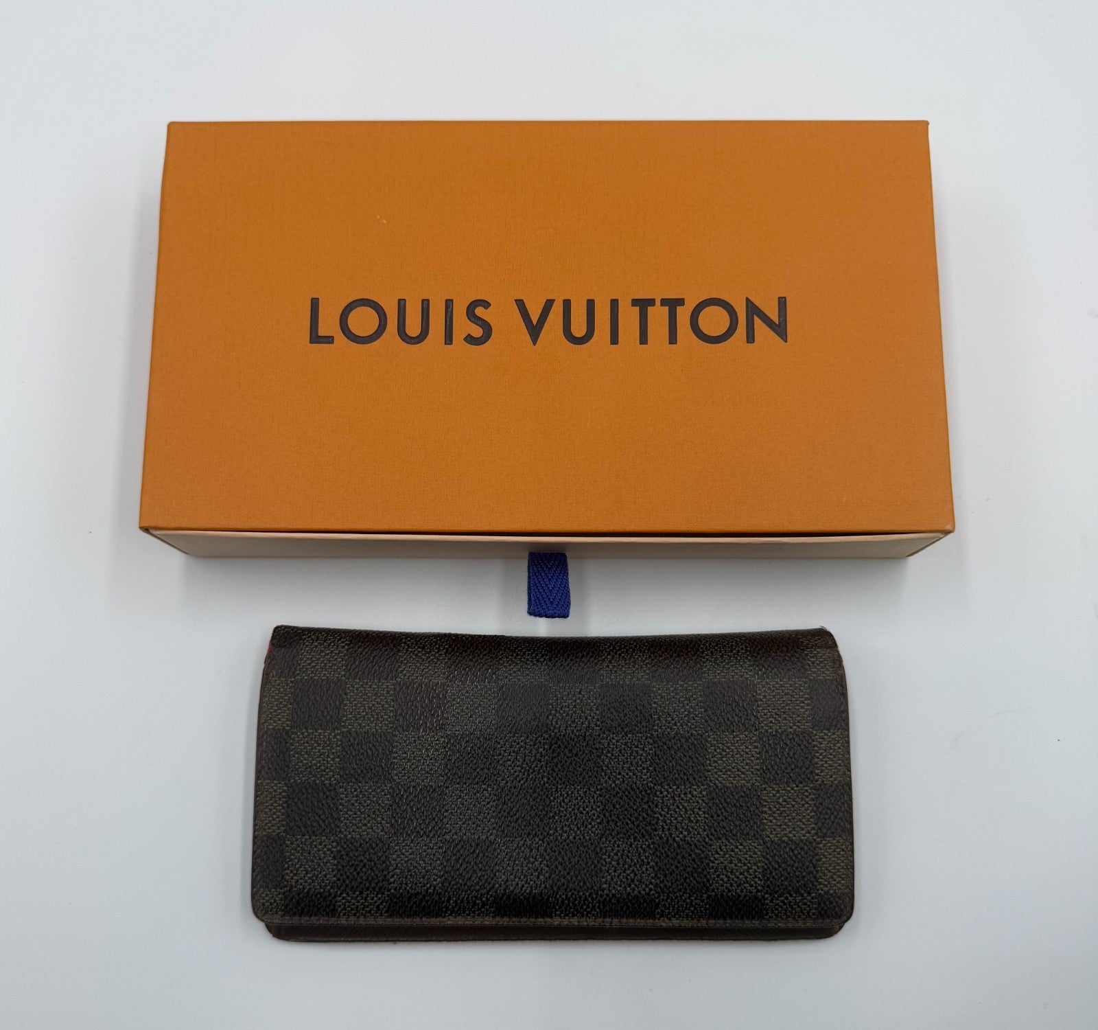 Authentic Louis Vuitton Vintage Brazza Wallet Men's Brown Damier Graphite Zip