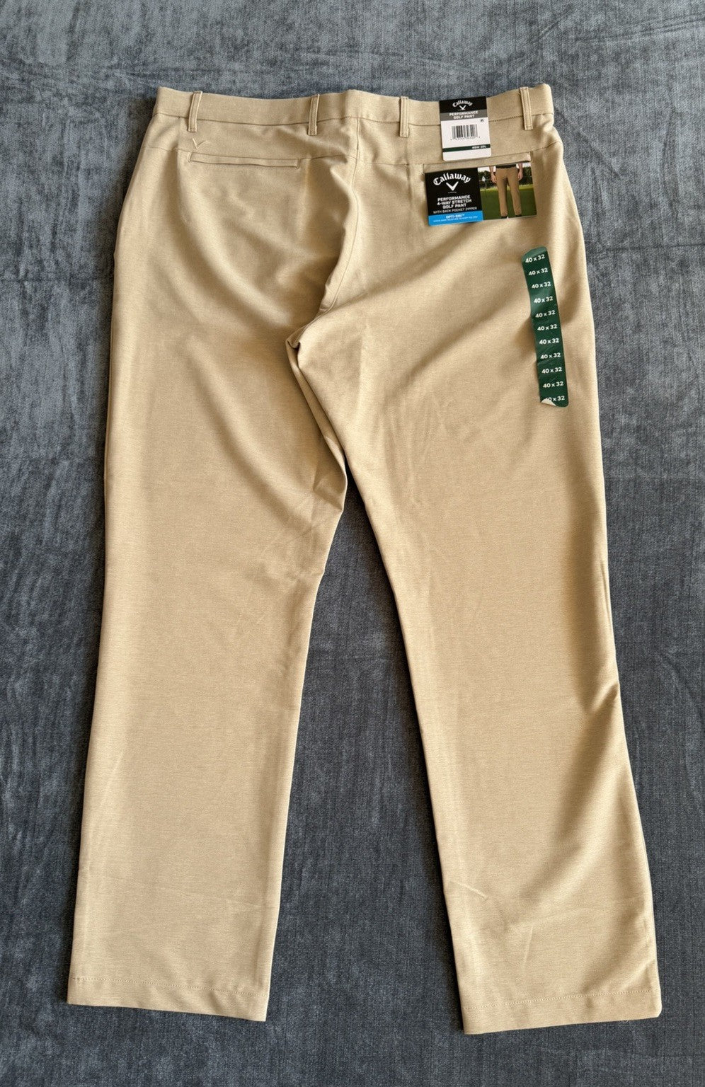 Callaway Opti-Dri Stretch Golf Pants Chinchilla Beige Mens 40x32 Performance NWT