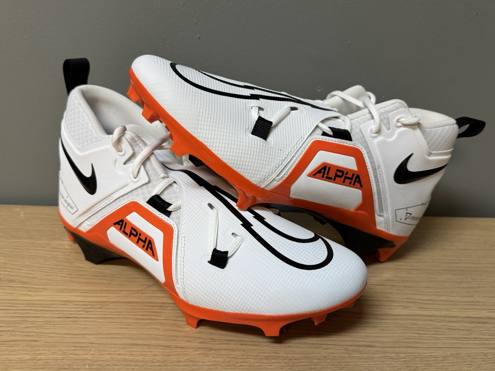 NEW Nike Alpha Menace Football Cleats MEN'S SIZE 13 White | Orange | Black
