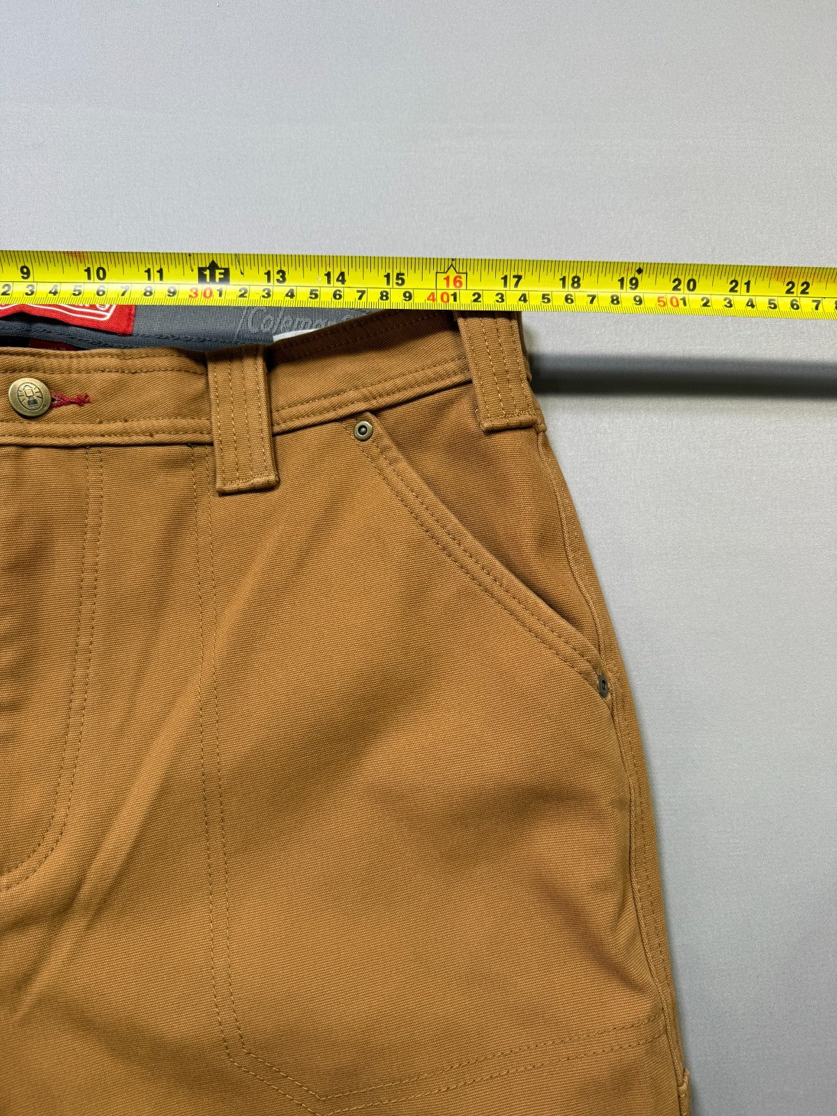Coleman Work Pants Men's 36X32 Brown Fleece Lined Straight Leg Pockets Pull-On