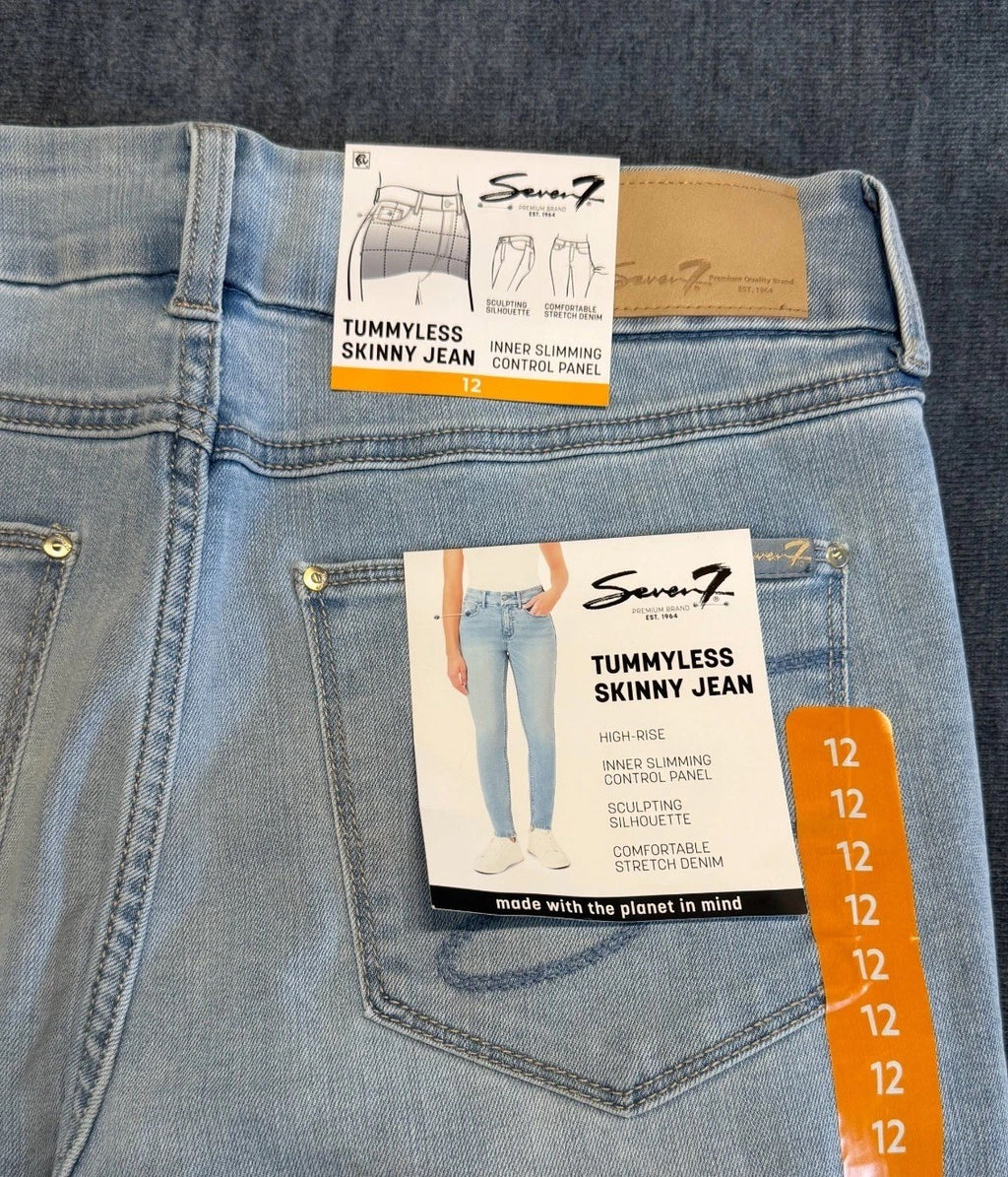 NWT Seven 7 Tummyless High Rise Skinny Jeans Women's 12 Blue Denim Medium Wash