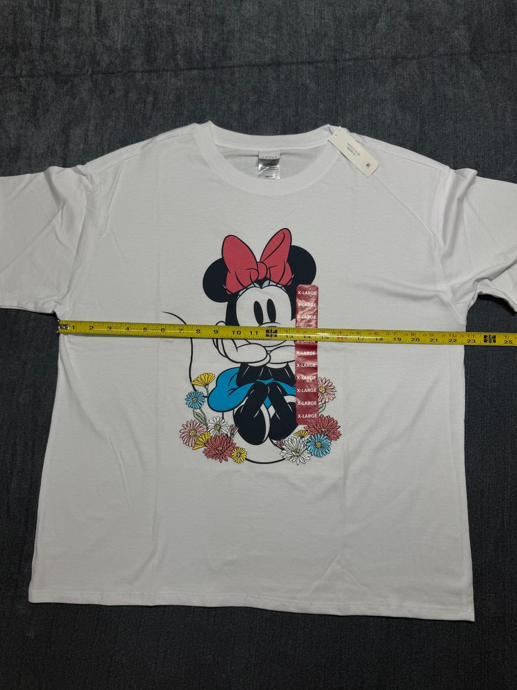 Disney Minnie Mouse Short Sleeve Shirt Women's XL White Pullover Crew Neck Top