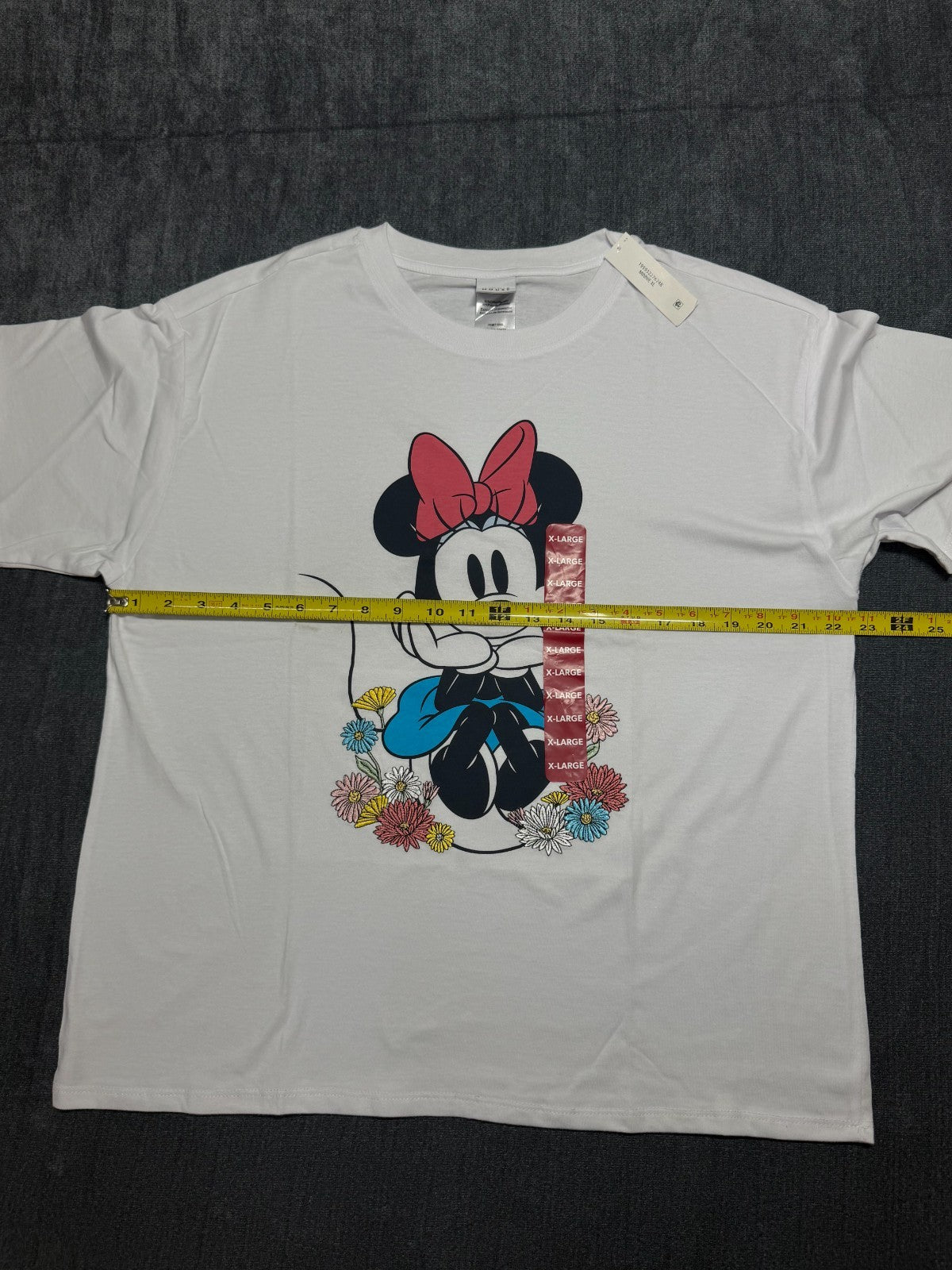 Disney Minnie Mouse Short Sleeve Shirt Women's XL White Pullover Crew Neck Top