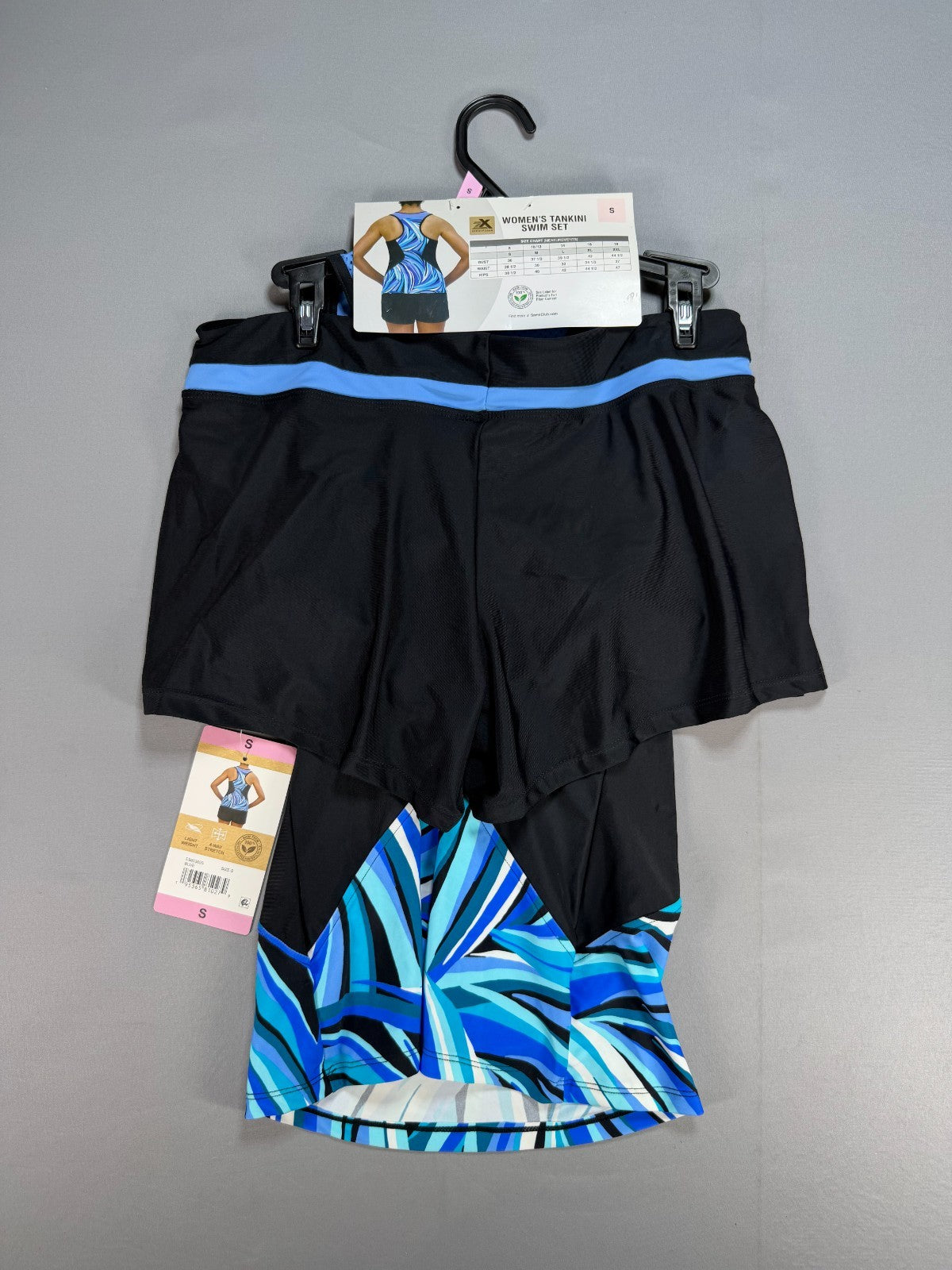 NWT ZeroXposur 2-Piece Scuba Tankini Swim Set Women Small Blue/Black Sleeveless