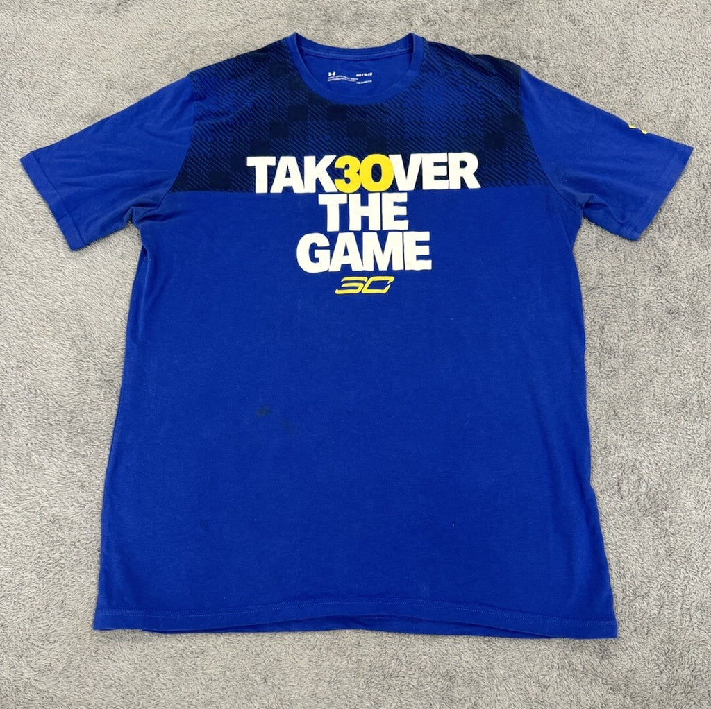 Under Armour Men's Size Medium T-Shirt Take Over the Game 30 Blue Crew Neck