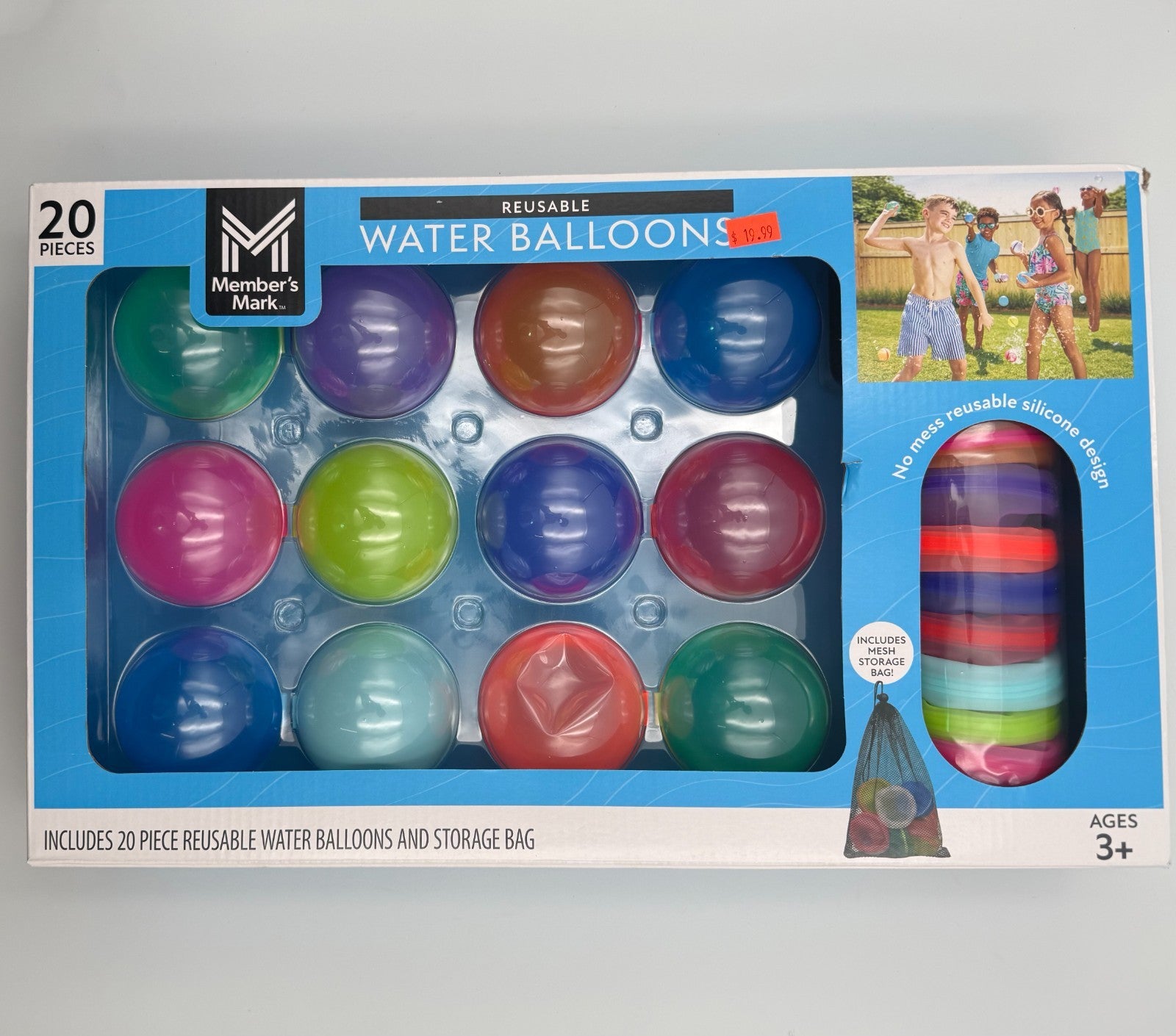 Member's Mark Self-Sealing Reusable Water Balloons with Mesh Storage Bag, 20 pc.