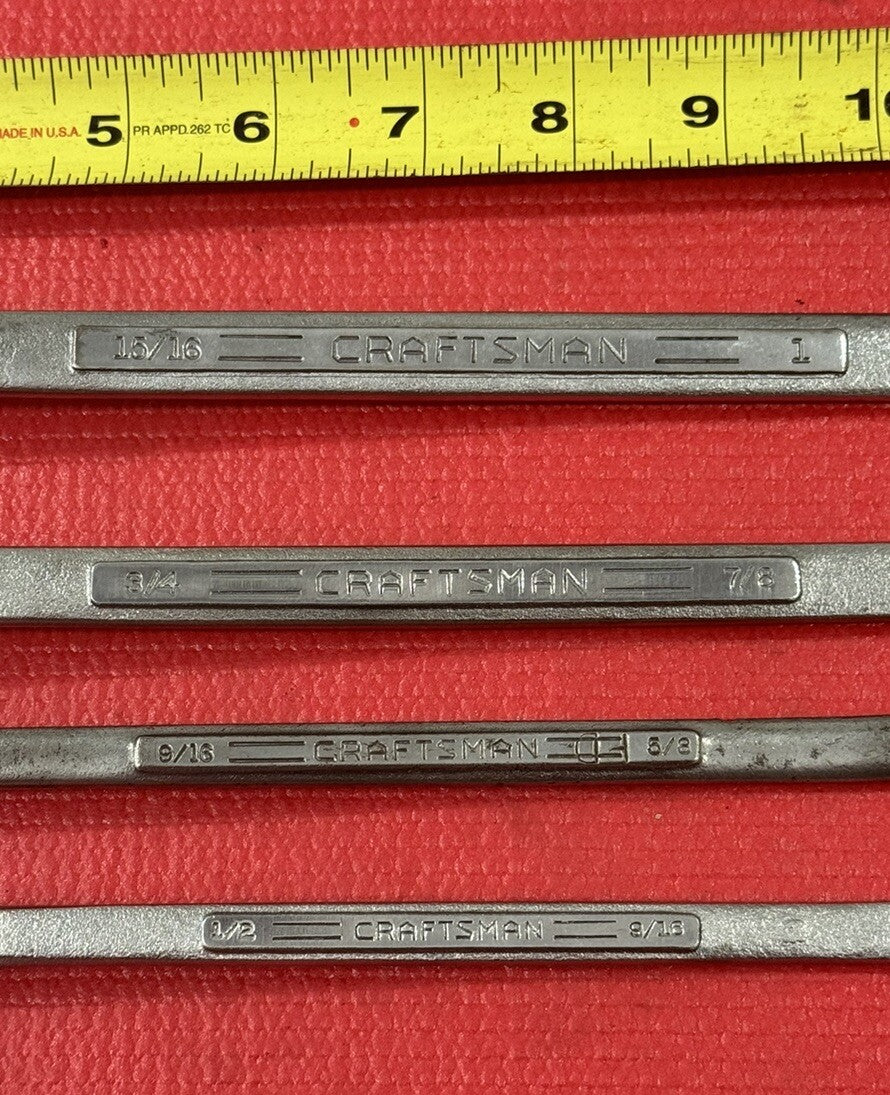 Vintage Craftsman 4 PC V Series SAE Double Box Wrench Set Made in USA