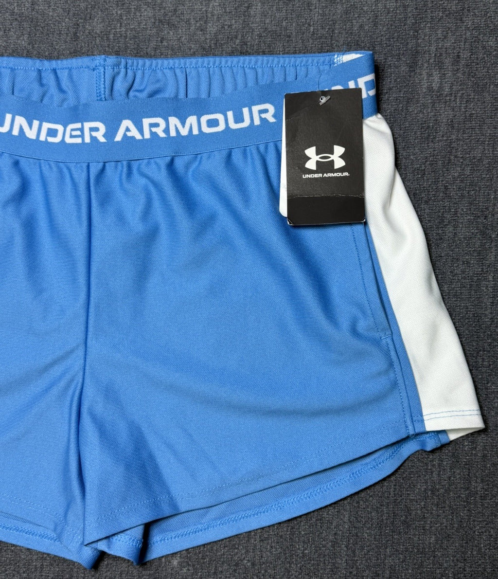 NWT Under Armour Tech Play Up Shorts Girls size YXL Ether Blue Drawstring