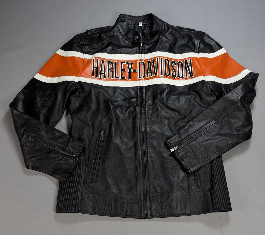 Real Leather Harley Davidson Embroidered Mens 2XS Motorcycle Biker Jacket