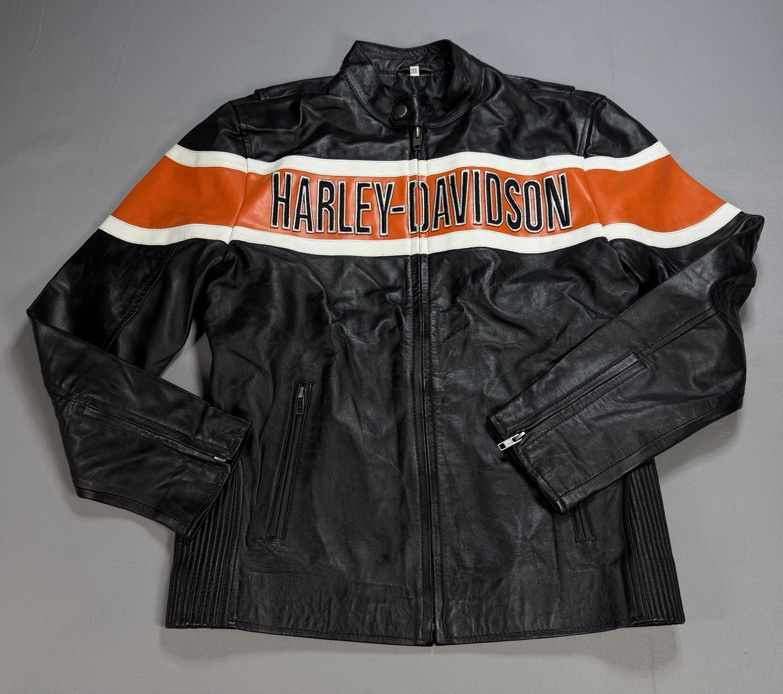 Real Leather Harley Davidson Embroidered Mens 2XS Motorcycle Biker Jacket