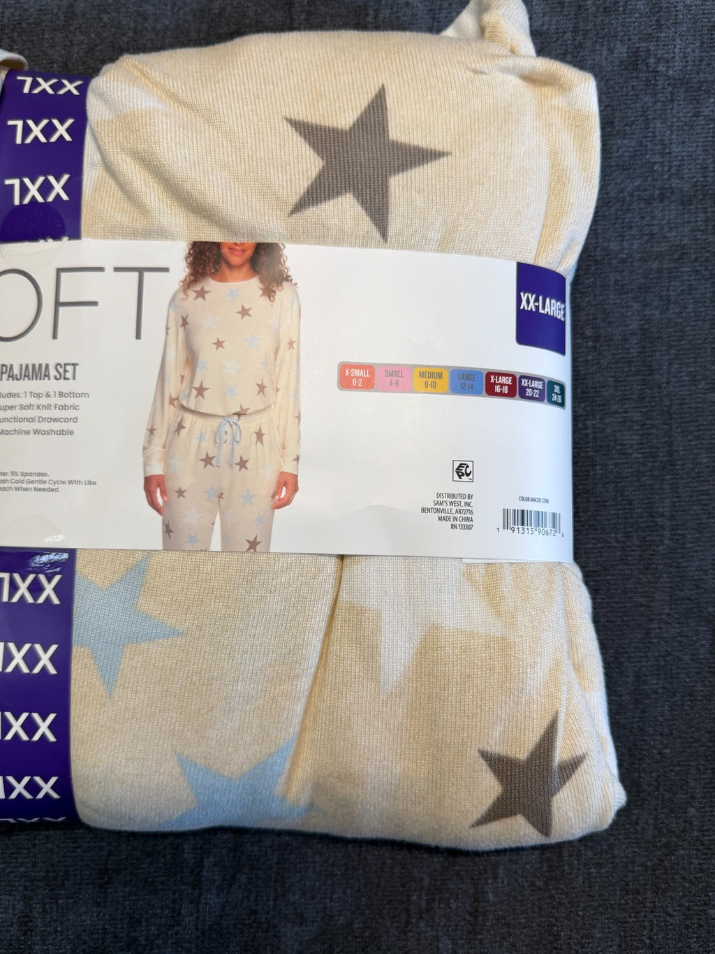 NWT LOFT Pajama Set Women's 2XL Beige Star Print Comfort Sleepwear Top & Bottom