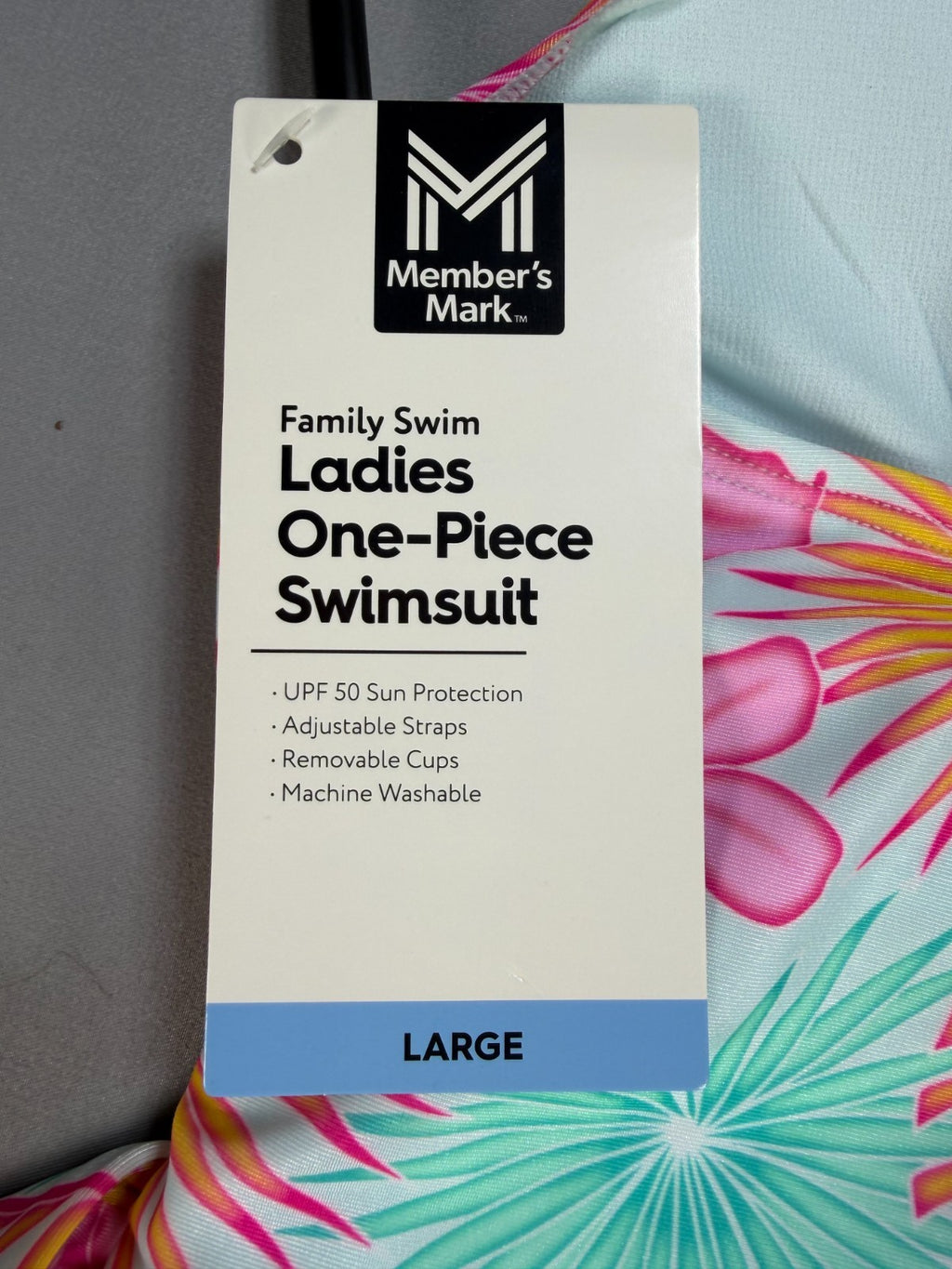 Member's Mark Adjustable Strap One-Piece Swimsuit Women Large Multicolor Floral