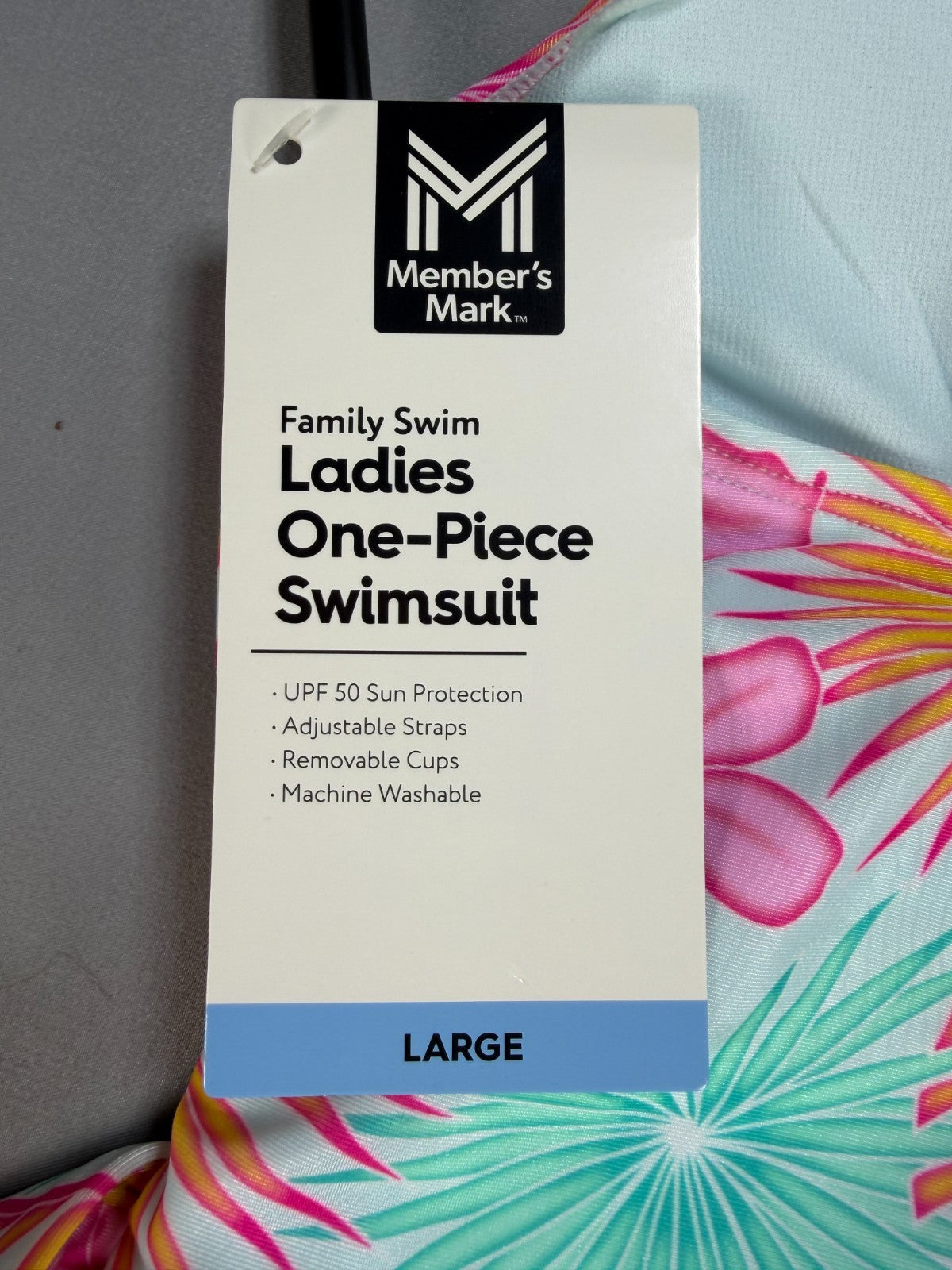 Member's Mark Adjustable Strap One-Piece Swimsuit Women Large Multicolor Floral