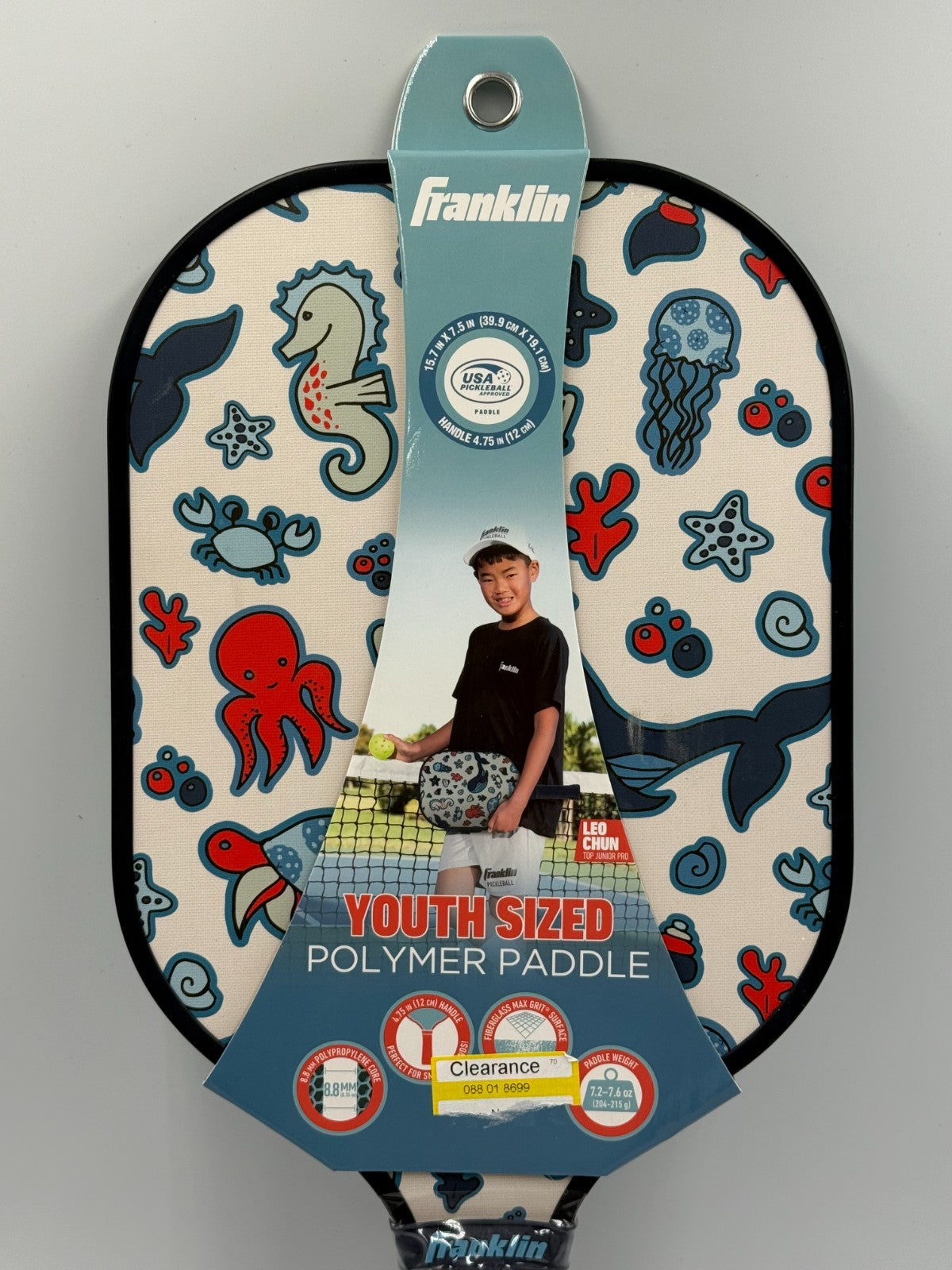 New Franklin Youth Pickleball Paddle Sea Creature Polymer Core Leo Chun Racquet