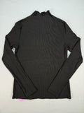 Oakgarden Ribbed Mock Turtleneck T-Shirts Women Medium Black Long Sleeve Top