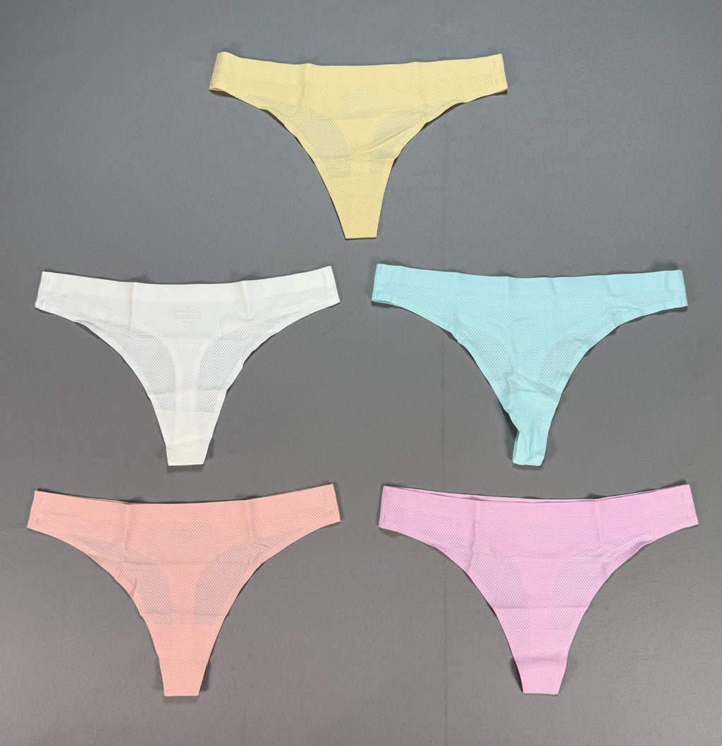 5-Pack Women's Seamless No Show Thongs Invisible Panties Size Small Multicolor