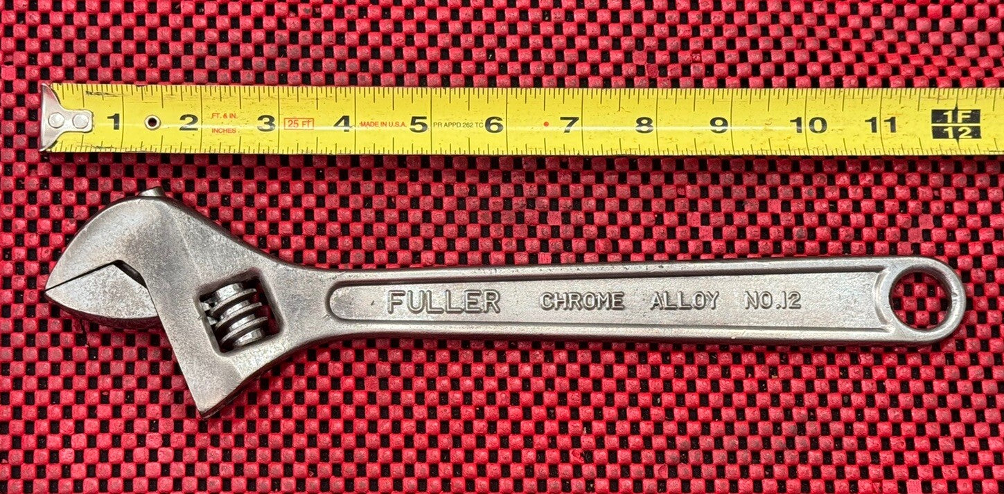 FULLER No. 12, 12” ADJUSTABLE WRENCH CHROME ALLOY MADE IN JAPAN N9