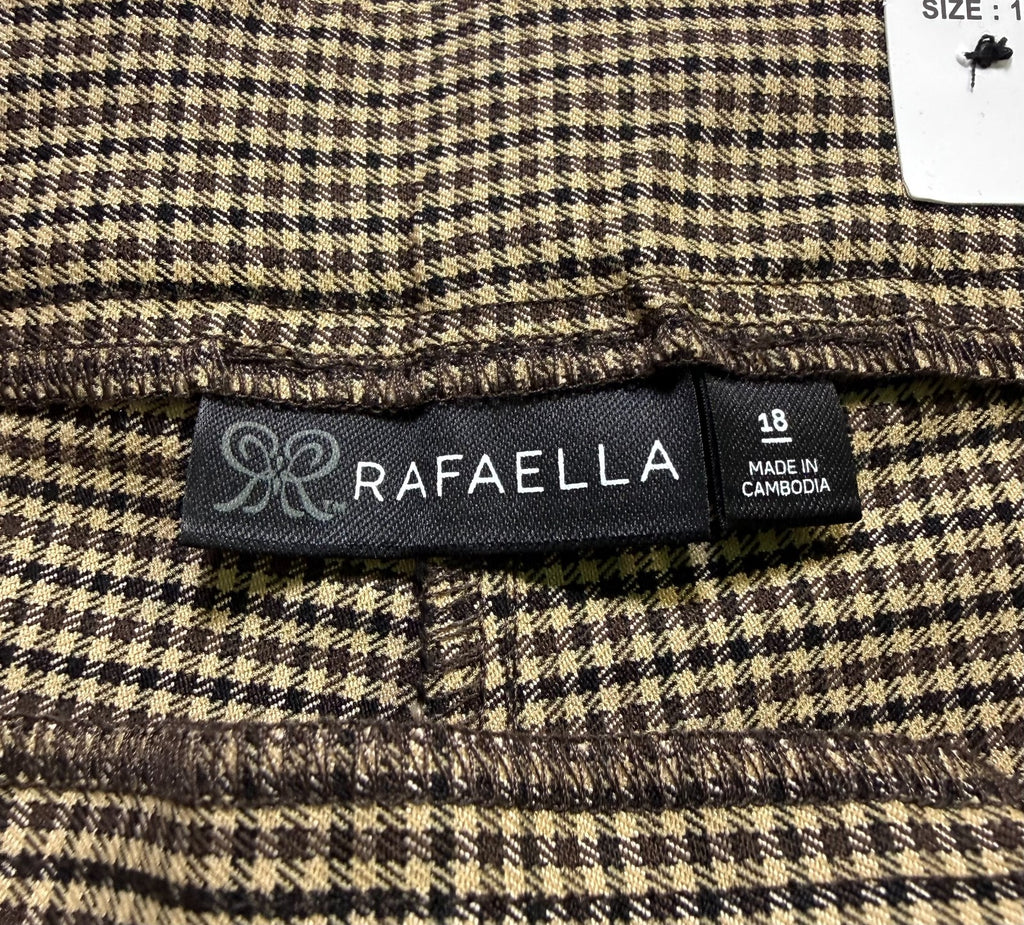 NWT Rafaella Houndstooth Pattern Stretch Pants Women's 18 Rich Khaki City Preppy