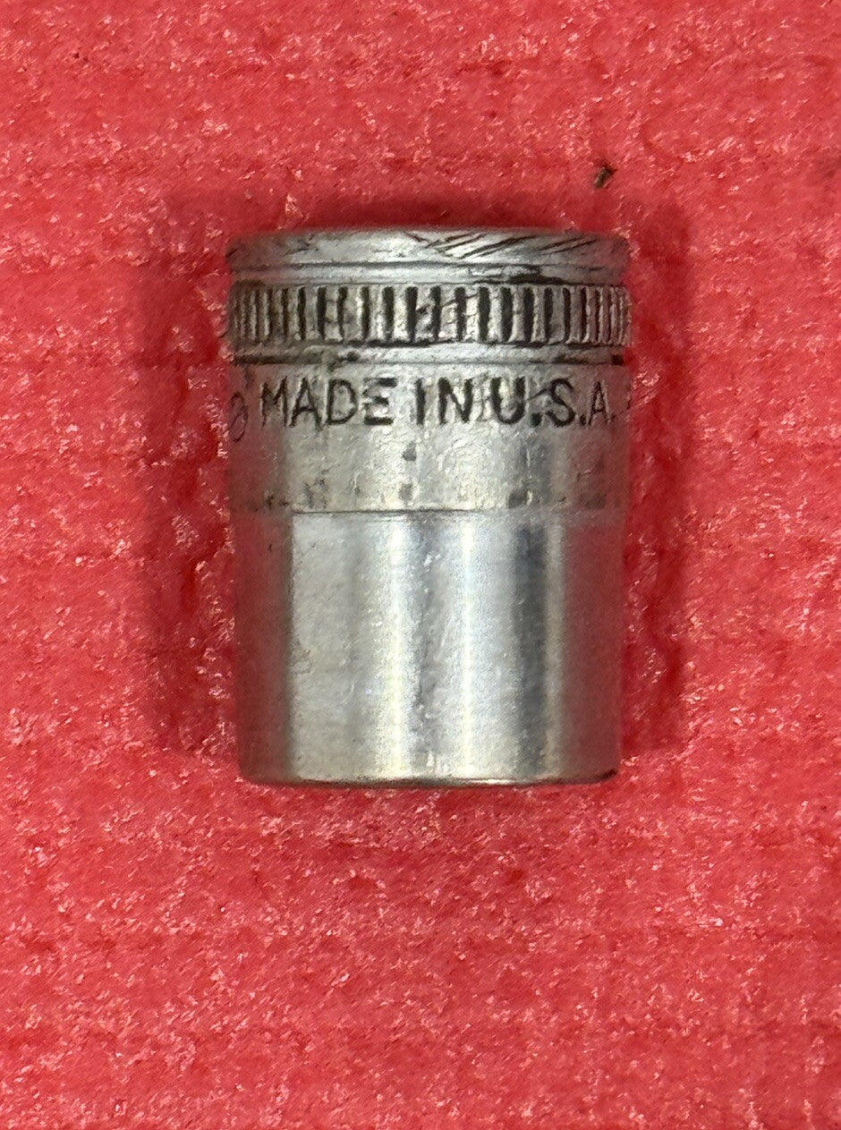 Early SNAP-ON TOOLS F-140, 3/8" DRIVE SAE 7/16" SHALLOW CHROME SOCKET 12PT USA