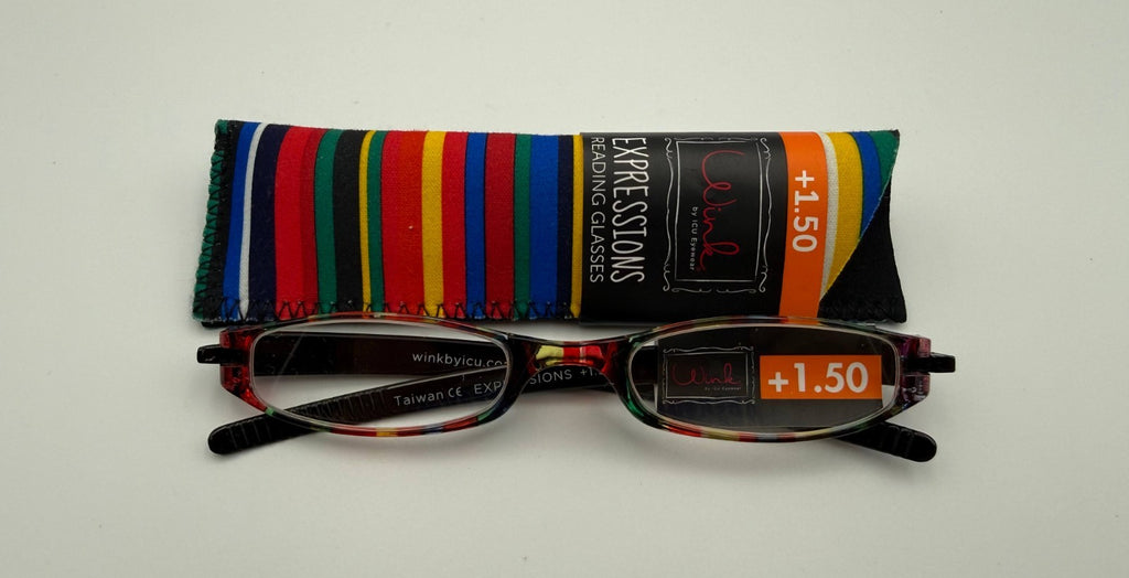 ICU Eyewear Wink Neoprene Stripe Expressions Reading Glasses +1.50 Magnification