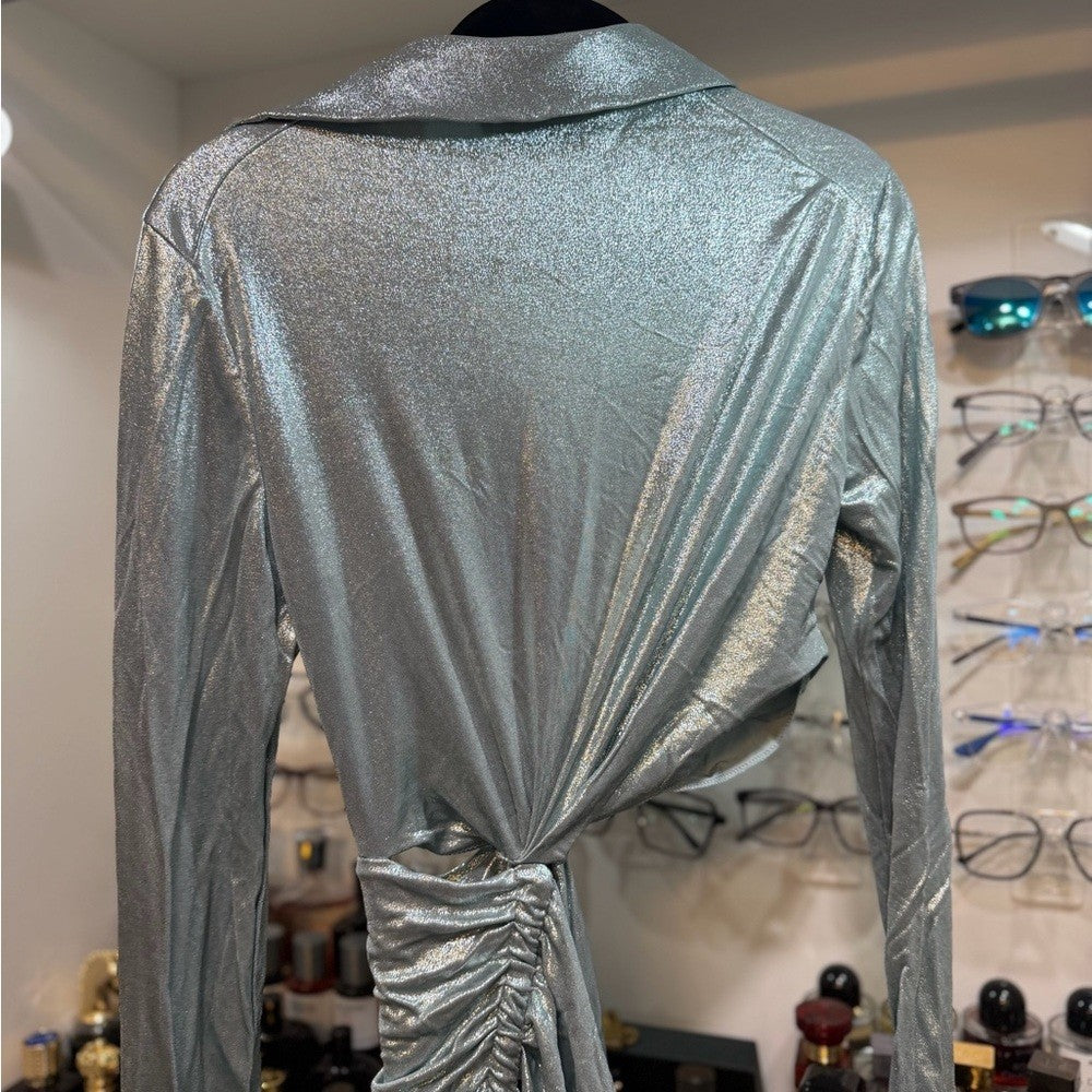 Off-White Shiny Jer Drapped Midi Dress womens size 40 EU