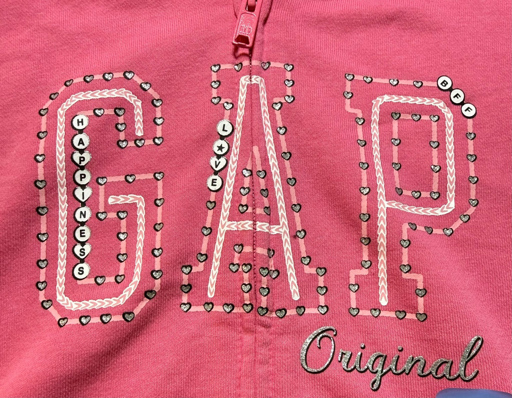 Gap Friendship Bracelet Design Full Zip Hoodie Girls Small (6/6X) Pink Preppy