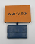 Louis Vuitton Blue Epi Leather Large Trifold Wallet Women's Inner Pockets