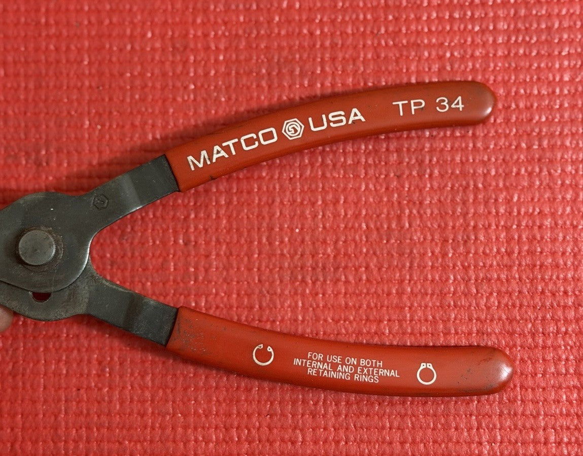 MATCO TOOLS TP-34 RETAINING SNAP RING PLIERS, 7.5" LONG MADE IN USA