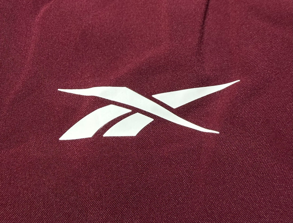 Reebok Full Zip Color Block Adjustable Hood Woven Jacket Men Small Maroon/Black