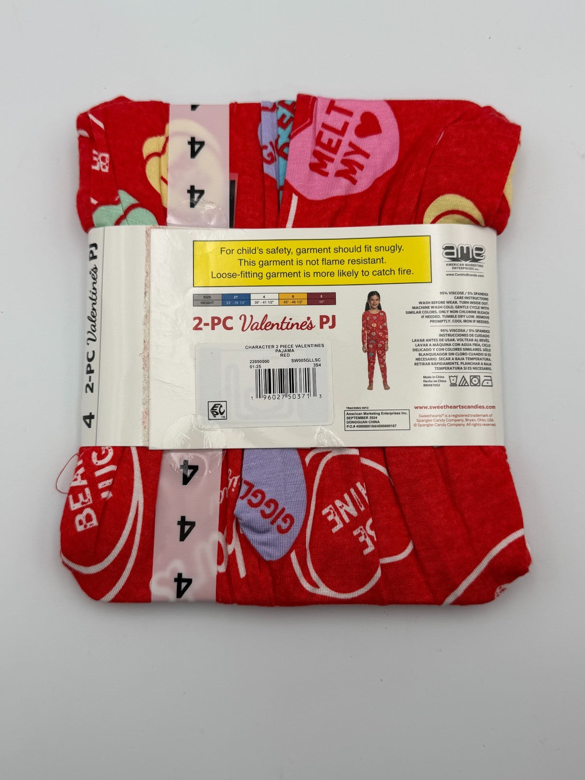 NWT Sweethearts Valentines Candy Hearts Print Pajama Set Girls 4 Red Casual Wear