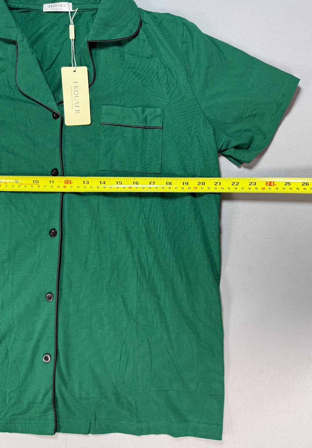 Ekouaer Pajama Set Women's Large Green Short Sleeve Button Down Short Sleeve