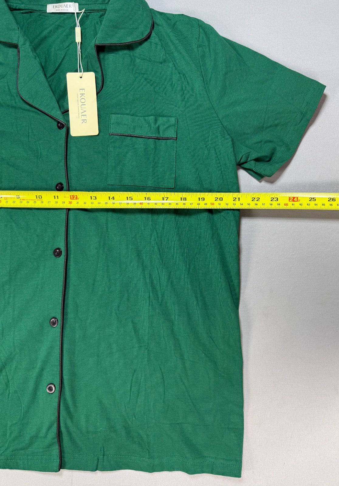 Ekouaer Pajama Set Women's Large Green Short Sleeve Button Down Short Sleeve