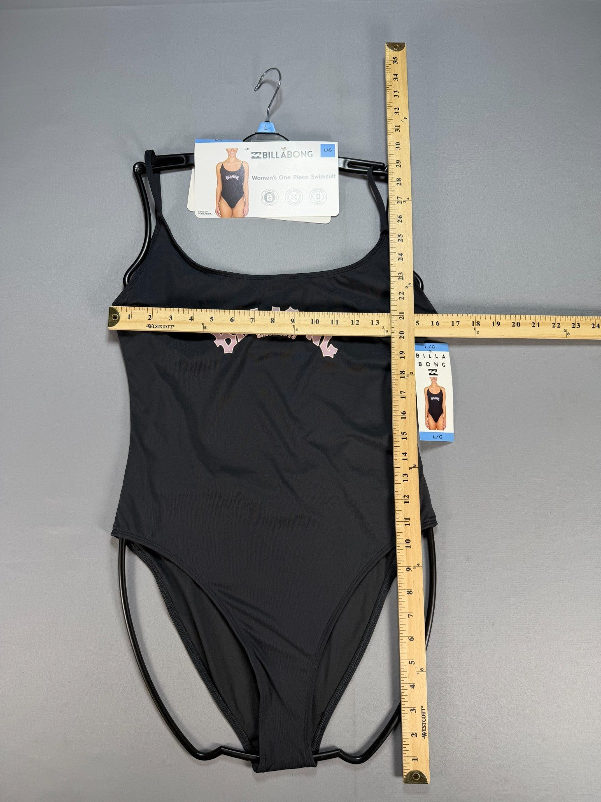 NWT Billabong One-Piece Swimsuit Women's Large Black Sleeveless Stretch Summer