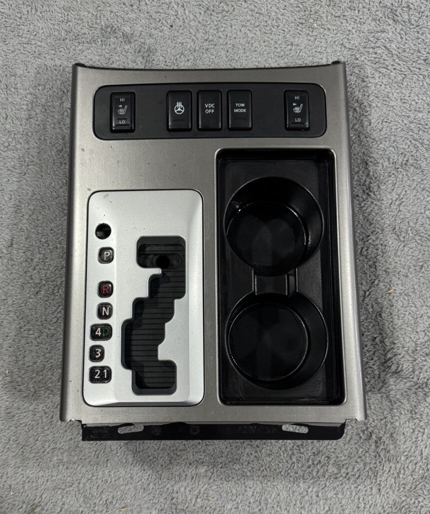 2008-2015 NISSAN ARMADA TITAN CENTER SHIFT SHIFTER TRIM BEZEL SILVER CUP HOLDER