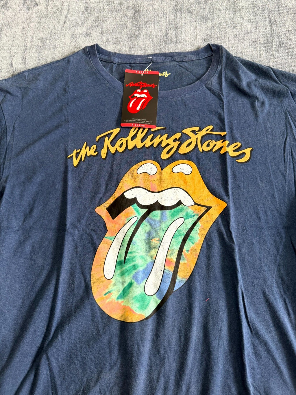 NWT The Rolling Stone Graphic Print T-Shirt Women's XL Navy Pullover 100% Cotton