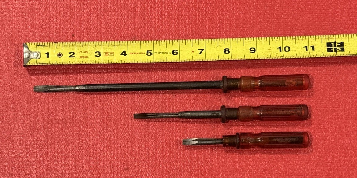 Vintage Quick-Wedge 3 PC screw-starters, slot-head screwdriver set Made in USA
