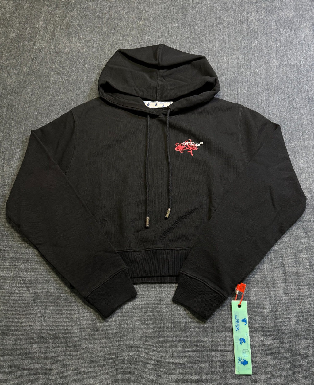 NWT Off-White Chinese New Year Cropped Hooded Sweatshirt Women's Small Black