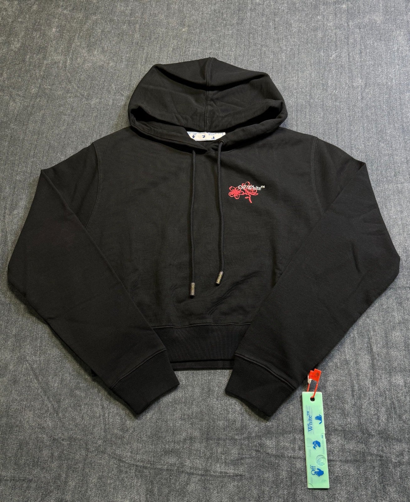 NWT Off-White Chinese New Year Cropped Hooded Sweatshirt Women's Small Black
